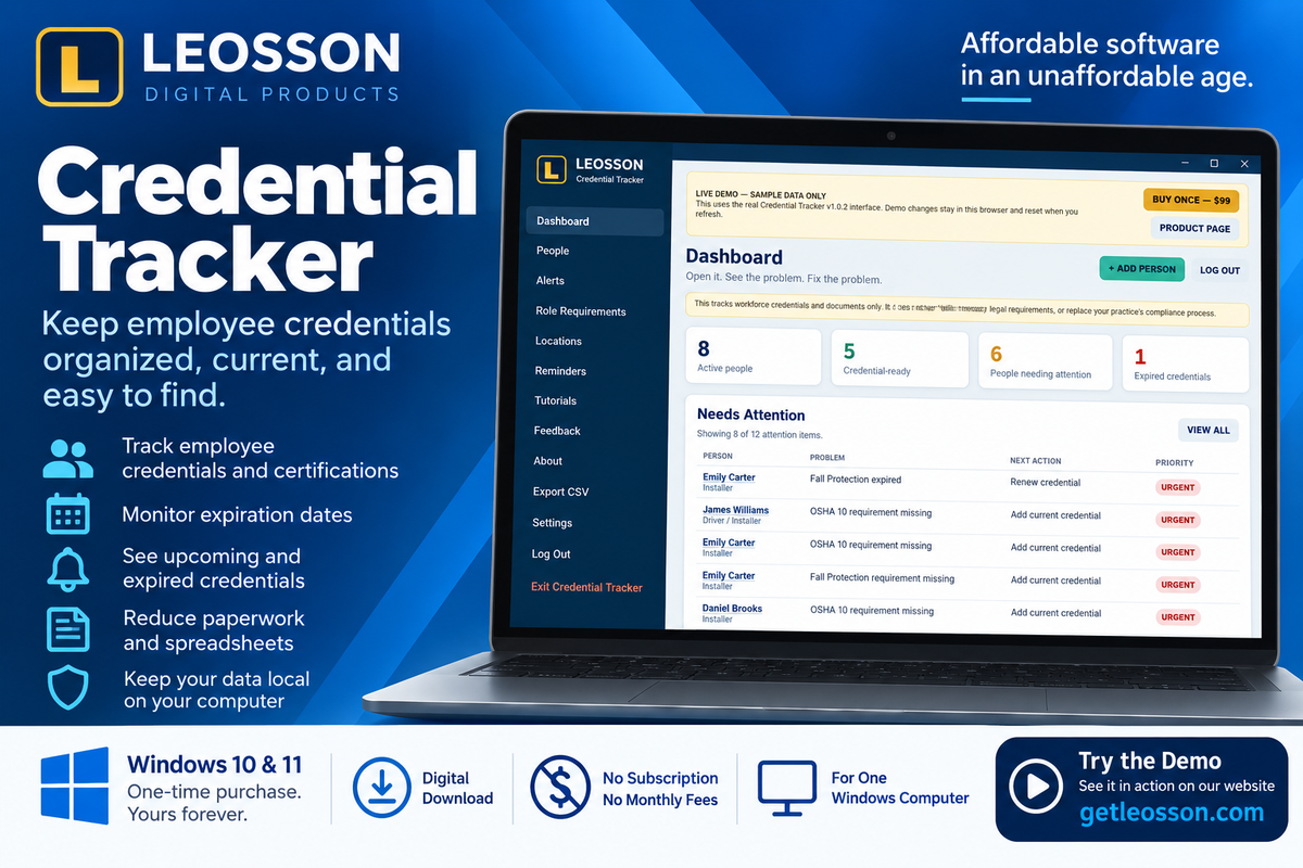 LEOSSON Credential Tracker