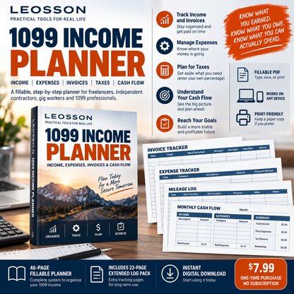 LEOSSON 1099 Income Planner: Income, Expenses, Invoices & Cash Flow