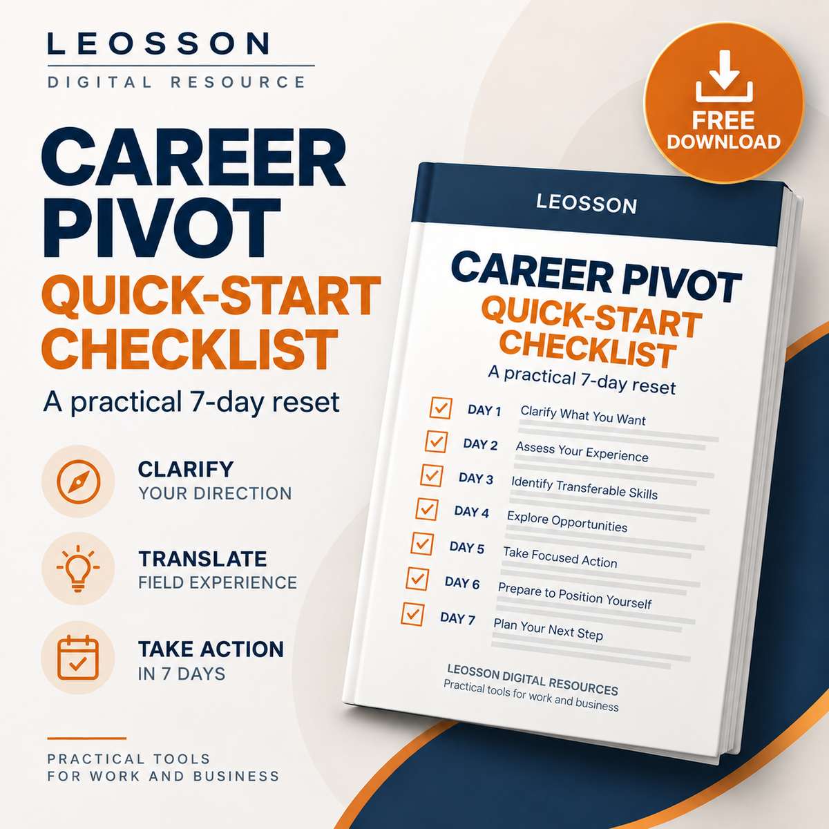 LEOSSON Career Pivot Quick-Start Checklist - free digital resource