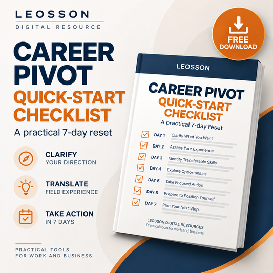 LEOSSON Career Pivot Quick-Start Checklist - free digital resource